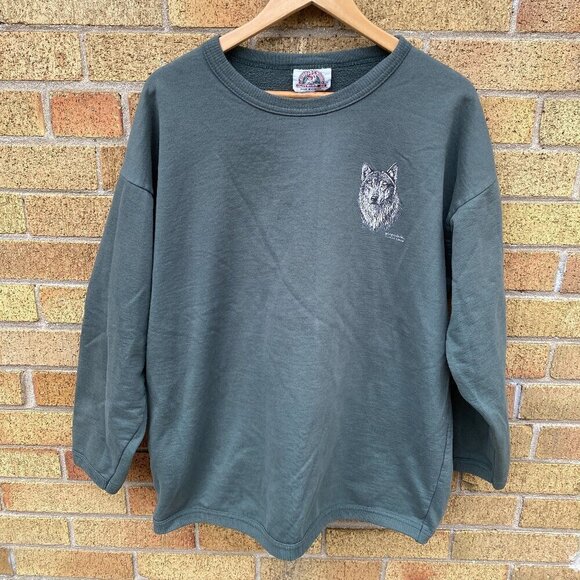 Vintage 1993 Northern Woods Wolf Print Crewneck XL - Picture 2 of 8